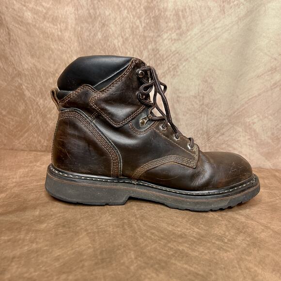 Timberland Pro Ankle Lace Up Boot Soft Toe Dark Brown Lug Sole Tread Distressed main image 11